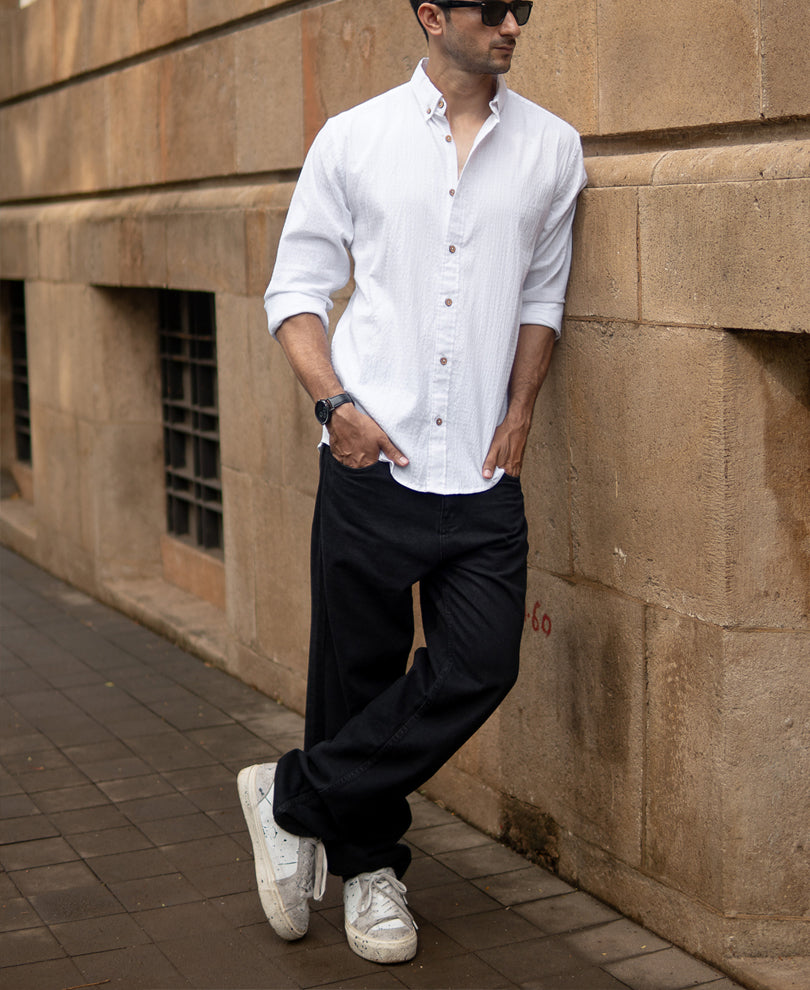 White Lightweight Structured Shirt