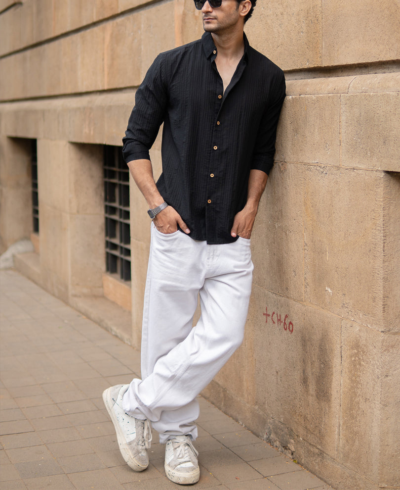 Black Structure Stripe Shirt