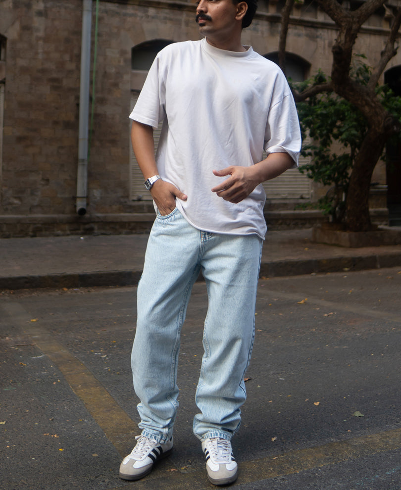 Ice Blue Washed Baggy Jeans