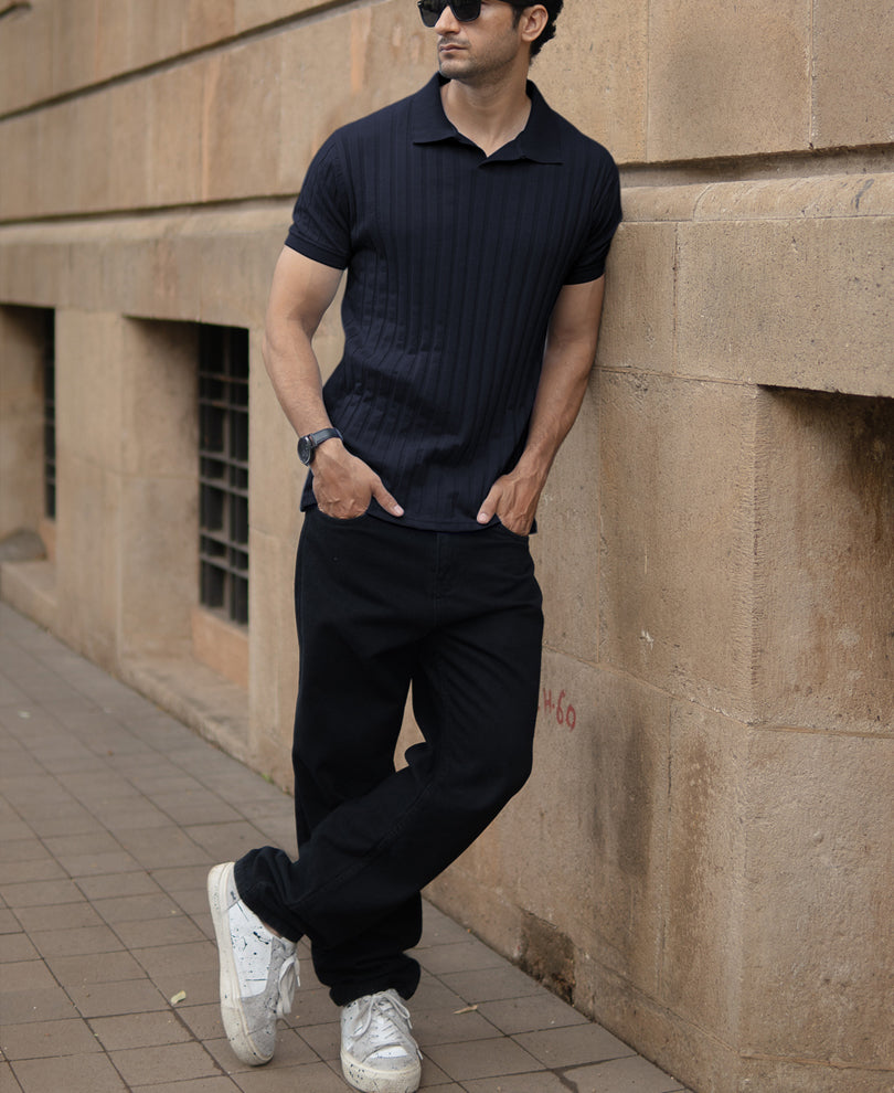 Navy Self Stripe T-Shirt
