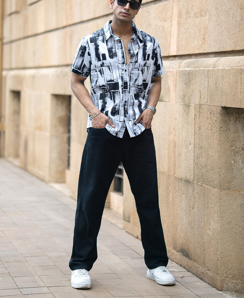 Black And White Light Weight Printed Shirt