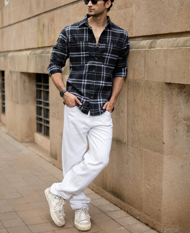 Black Brushed Checkrd Shirt