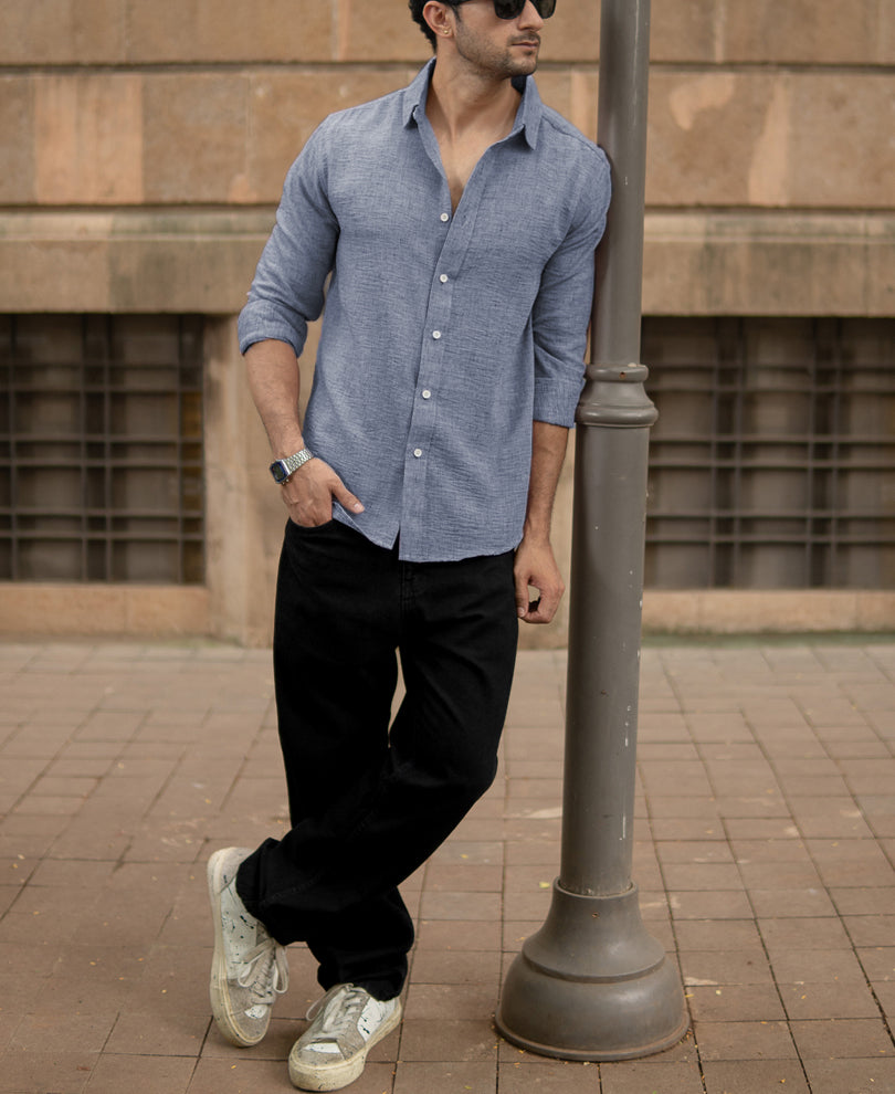 Blue Lightweight Structured Shirt