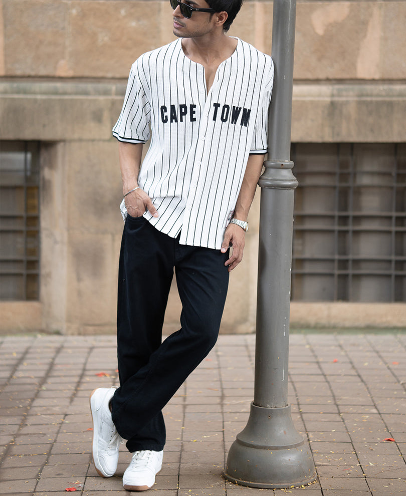 White Embroidered Structured Shirt