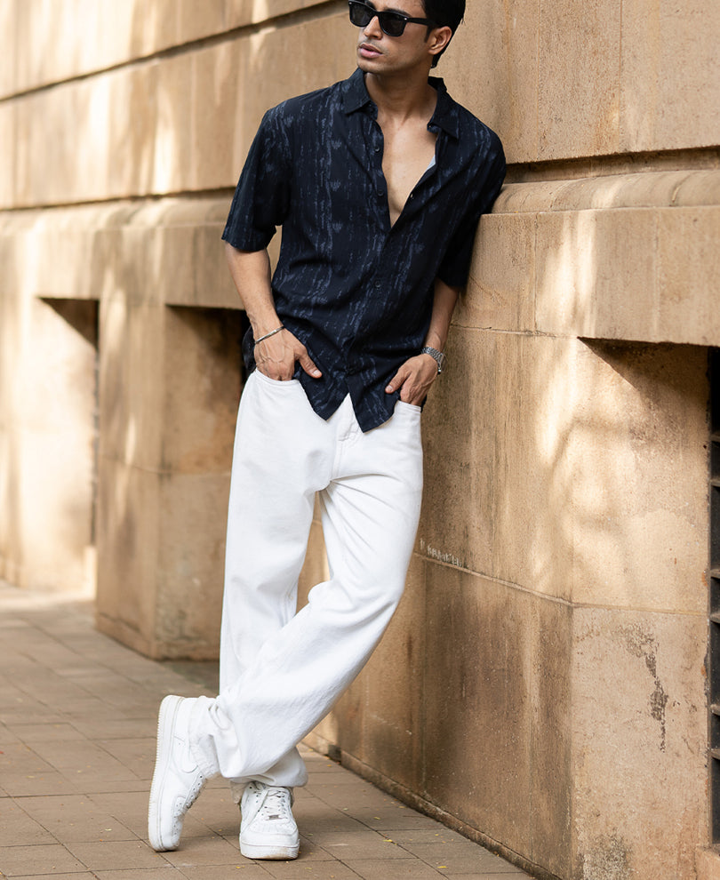 Black Abstract Lightweight Print Shirt