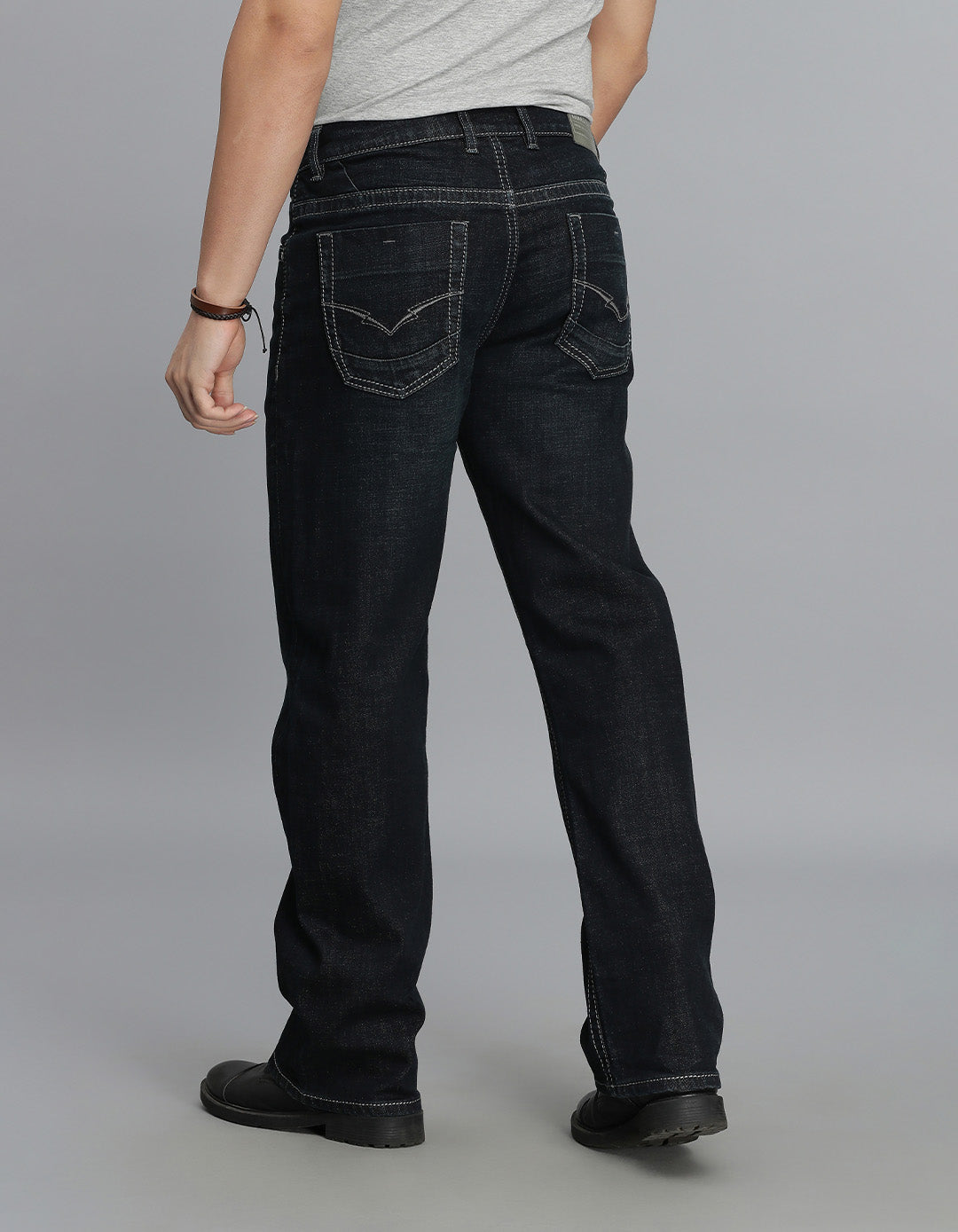 Dk Blue 5 Pocket Midrise Loose Fit Jeans