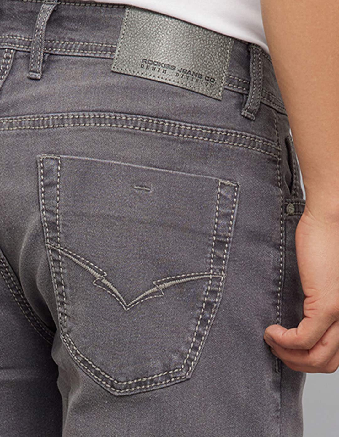 Grey 5 Pocket Midrise, Comfort And Straight Crop Length Stretch Jeans