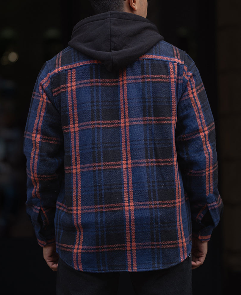 Blue And Orange Checks Regular Fit Full Sleeves Shirt