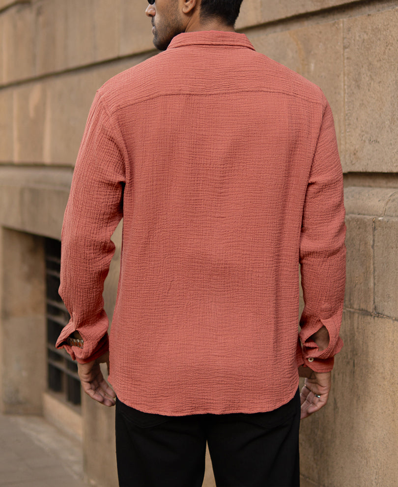 Dusty Coral Crinkled Shirt
