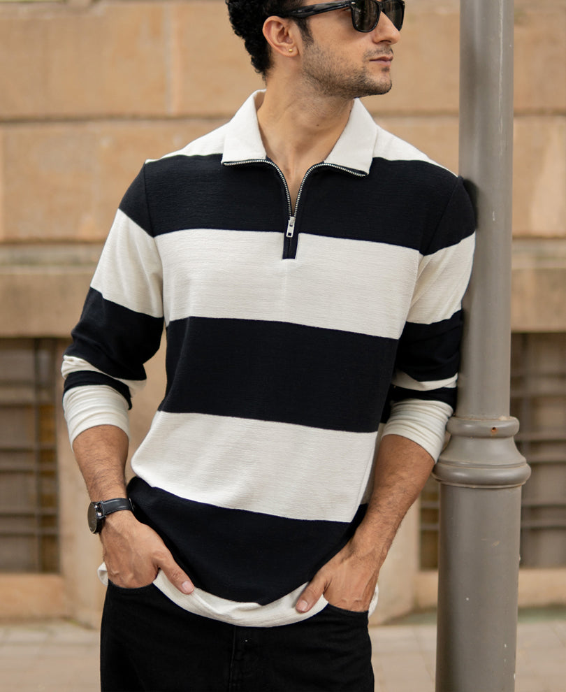 Black Lightweight Striped T-Shirt