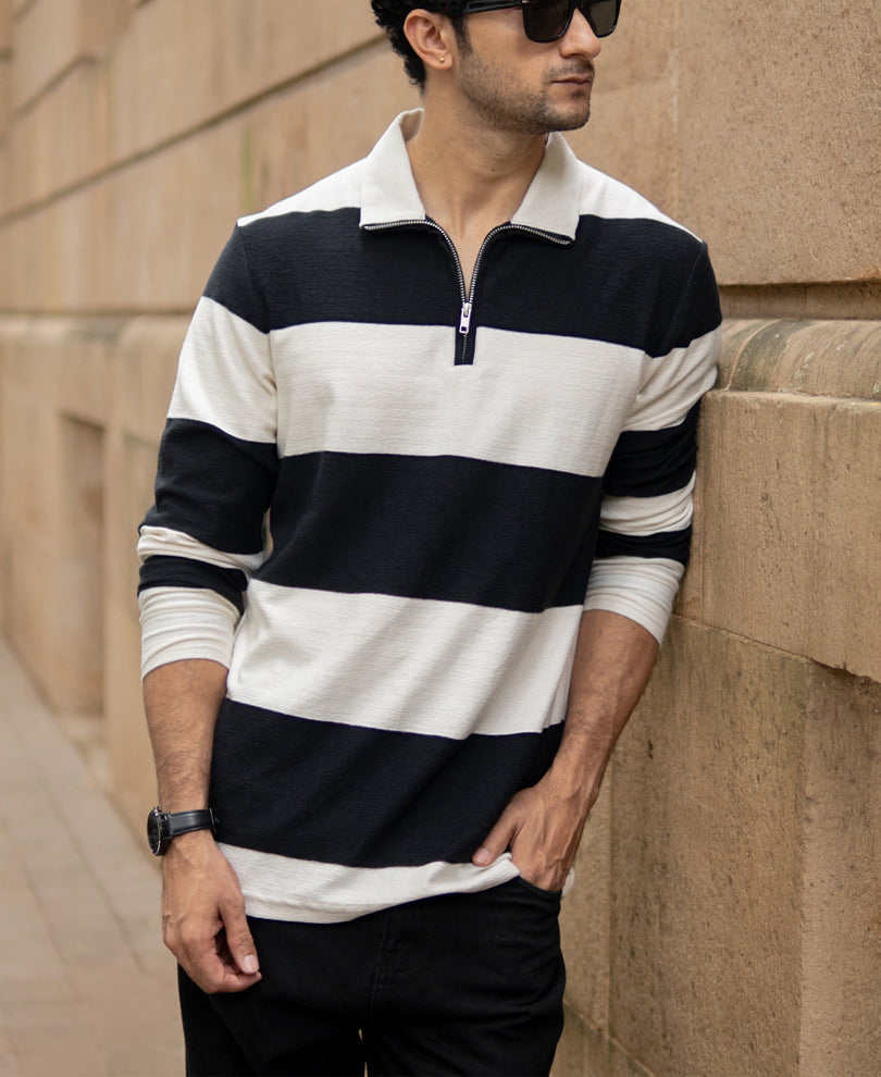 Black Lightweight Striped T-Shirt