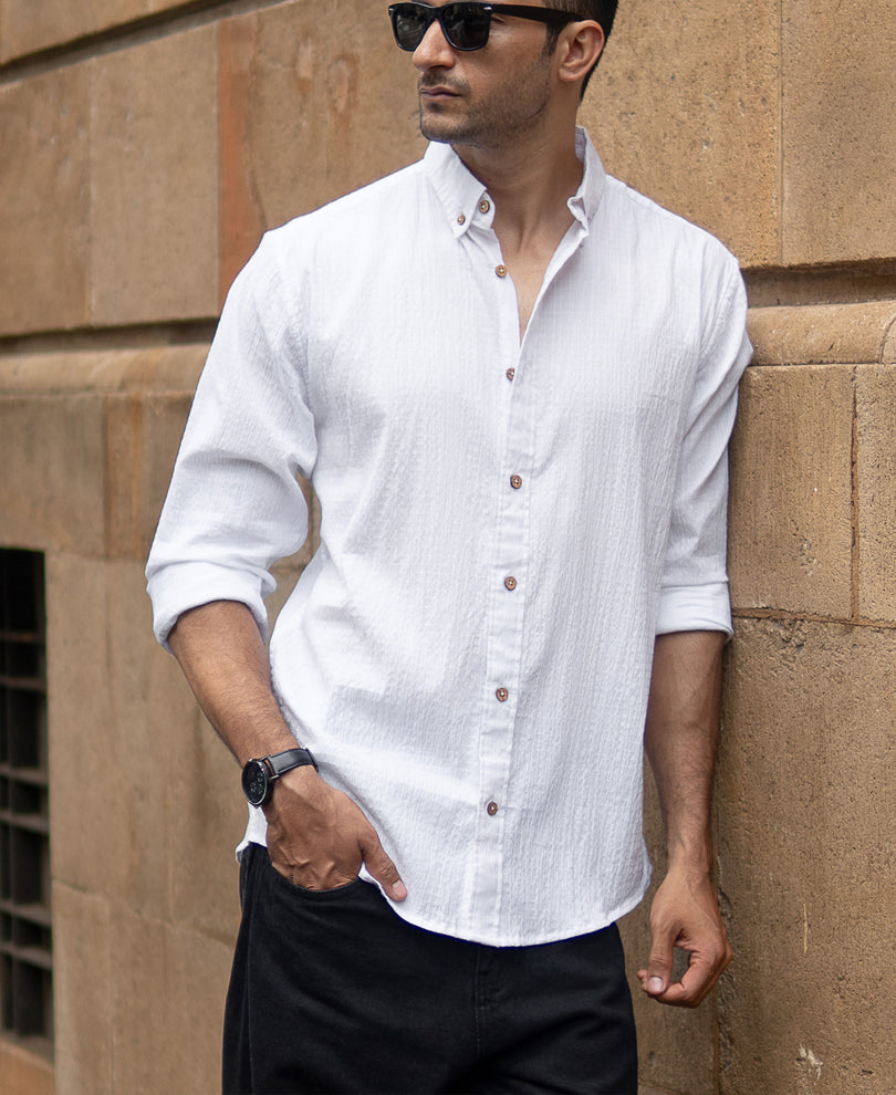 White Lightweight Structured Shirt