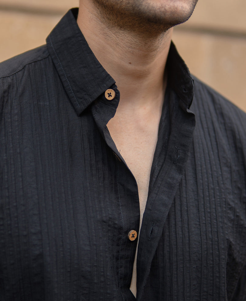 Black Structure Stripe Shirt