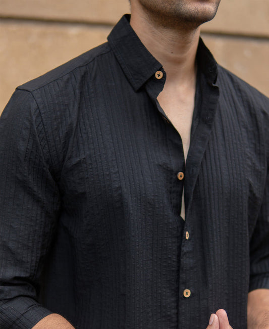 Black Structure Stripe Shirt