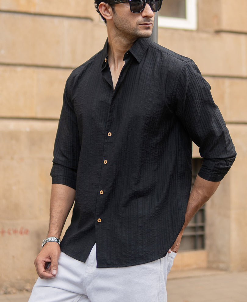 Black Structure Stripe Shirt