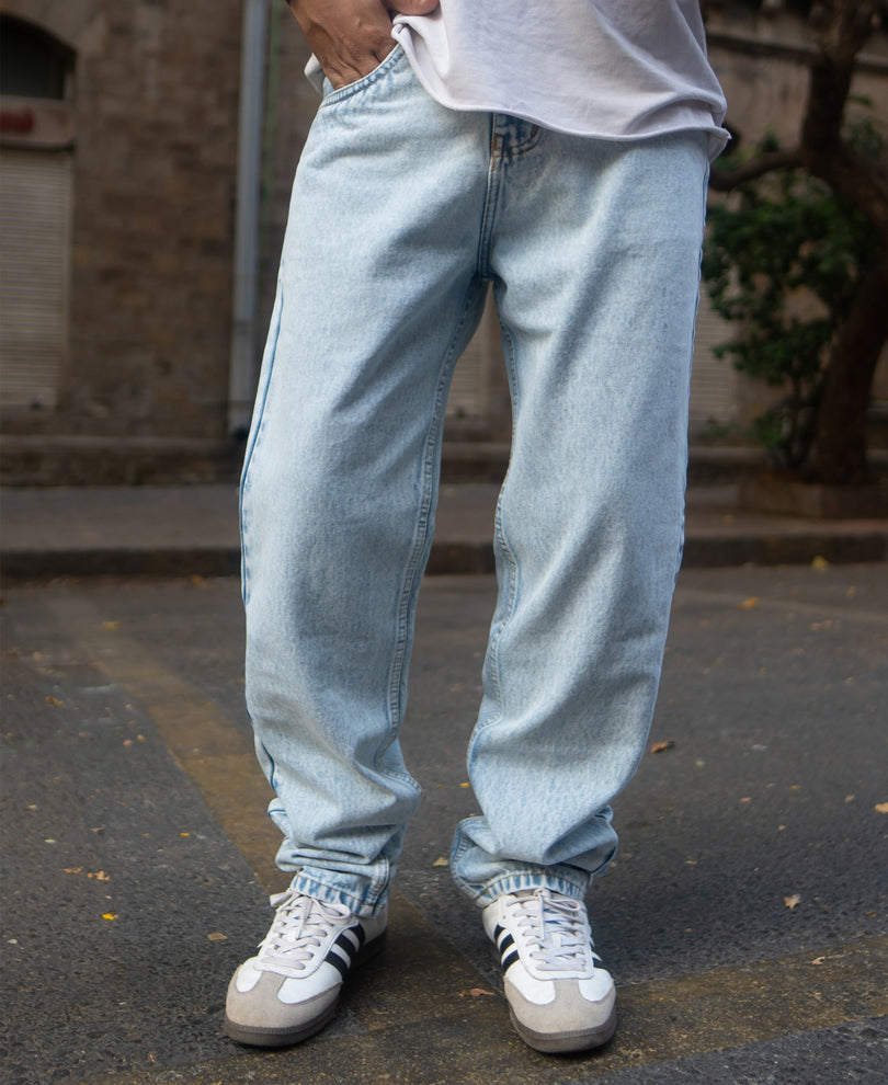 Ice Blue Washed Baggy Jeans