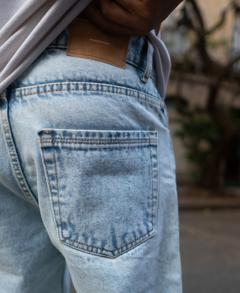 Ice Blue Washed Baggy Jeans