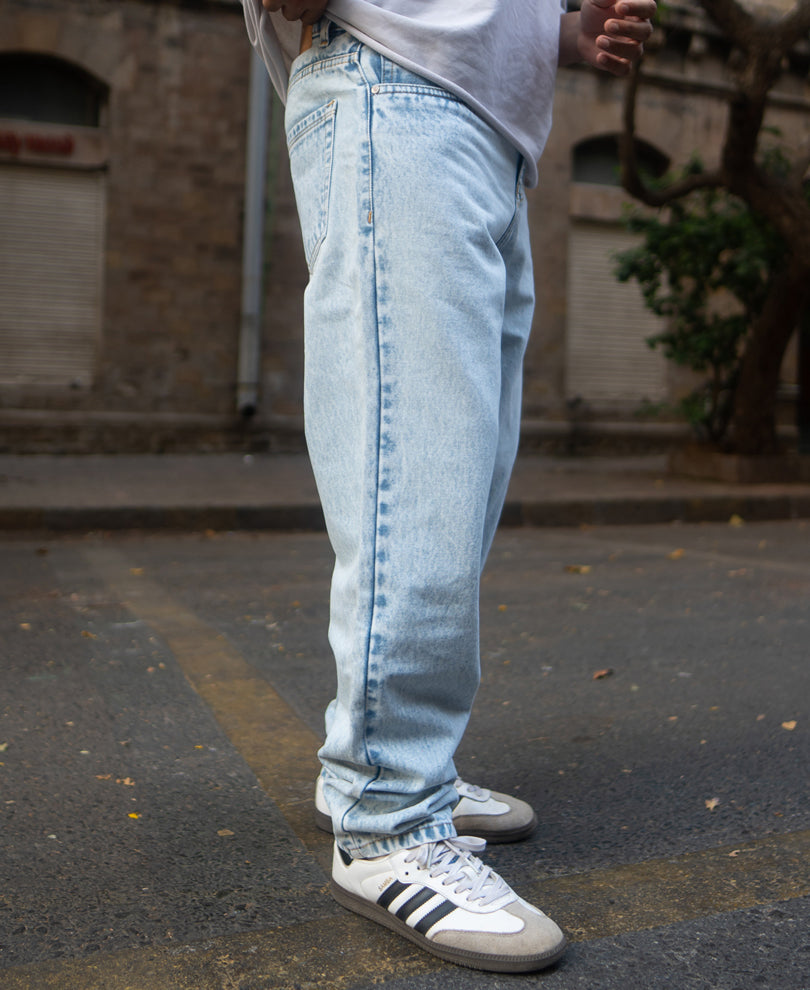 Ice Blue Washed Baggy Jeans