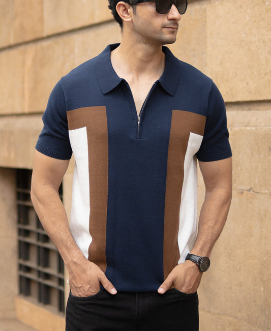 Multicolour Striped Polo T-Shirt