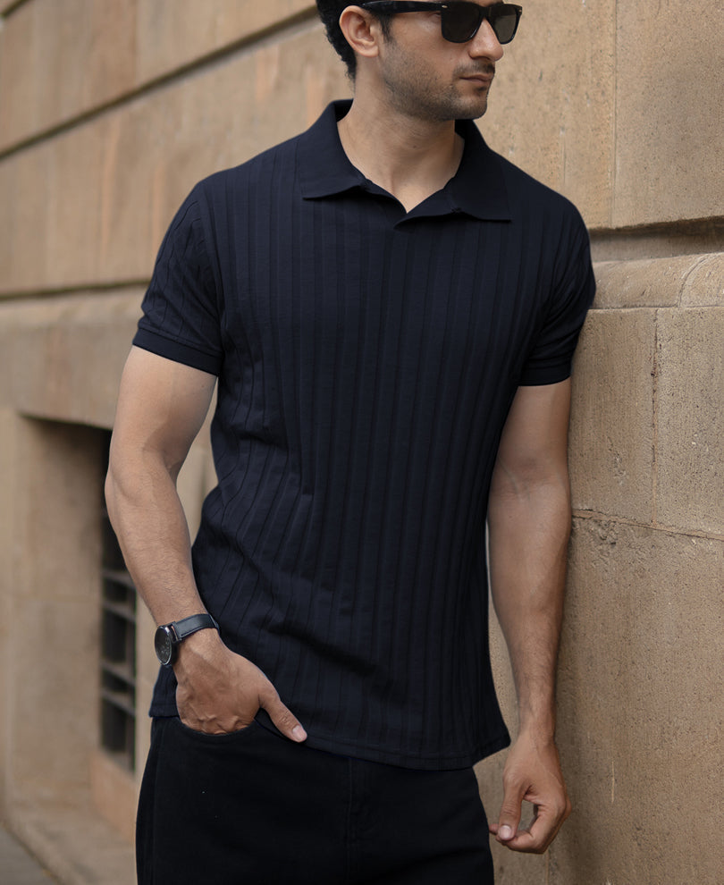 Navy Self Stripe T-Shirt