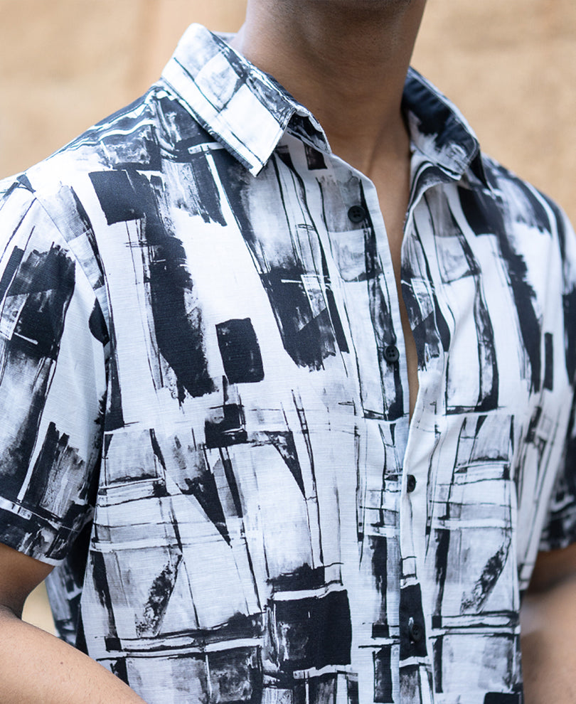Black And White Light Weight Printed Shirt