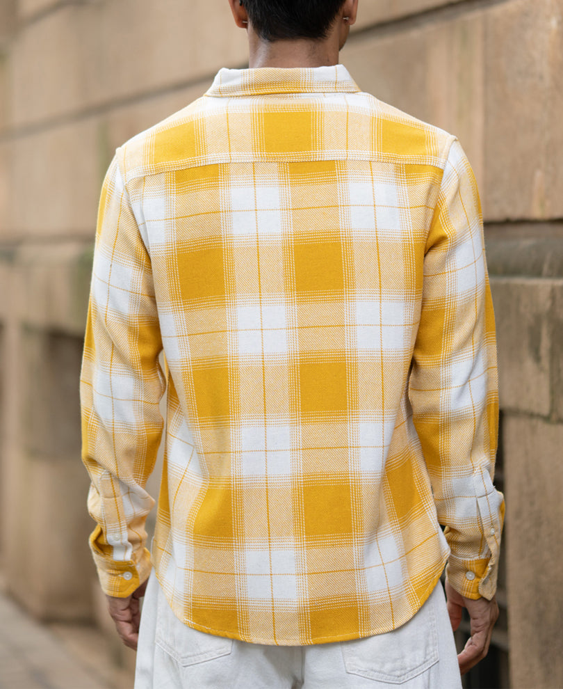 Yellow Structured Checks Buttondown Shirt