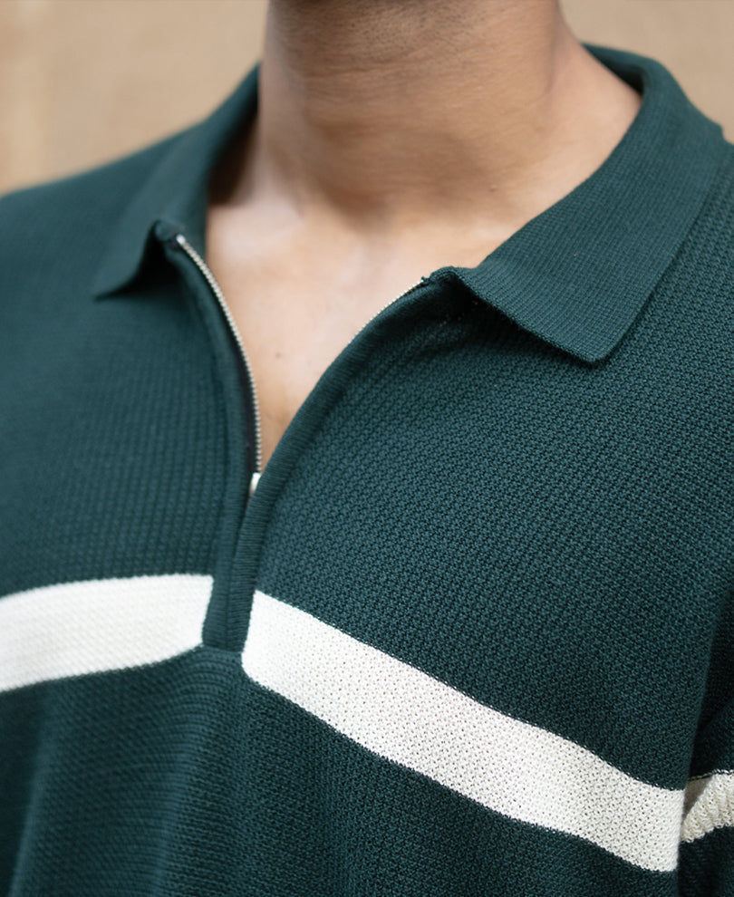 Pine Striped Zipper T-Shirt