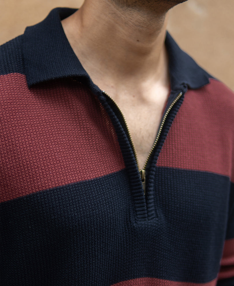 Brown And Navy Striped T-Shirt