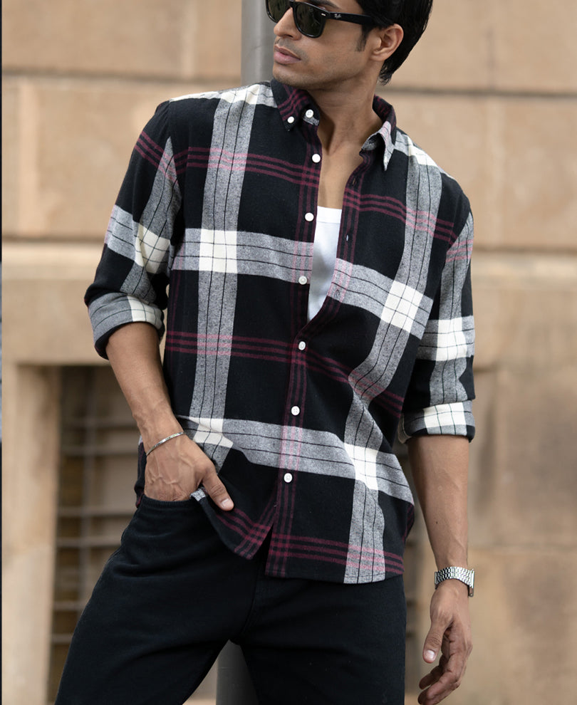 Black Checks Button Down Shirt