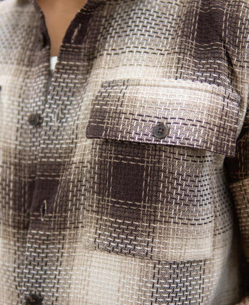 Beige Structured Checks Shirt