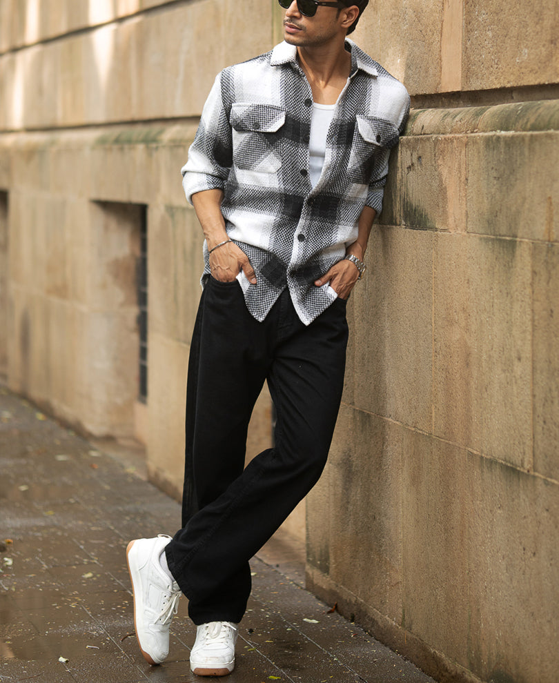 Black And White Checks Overshirt