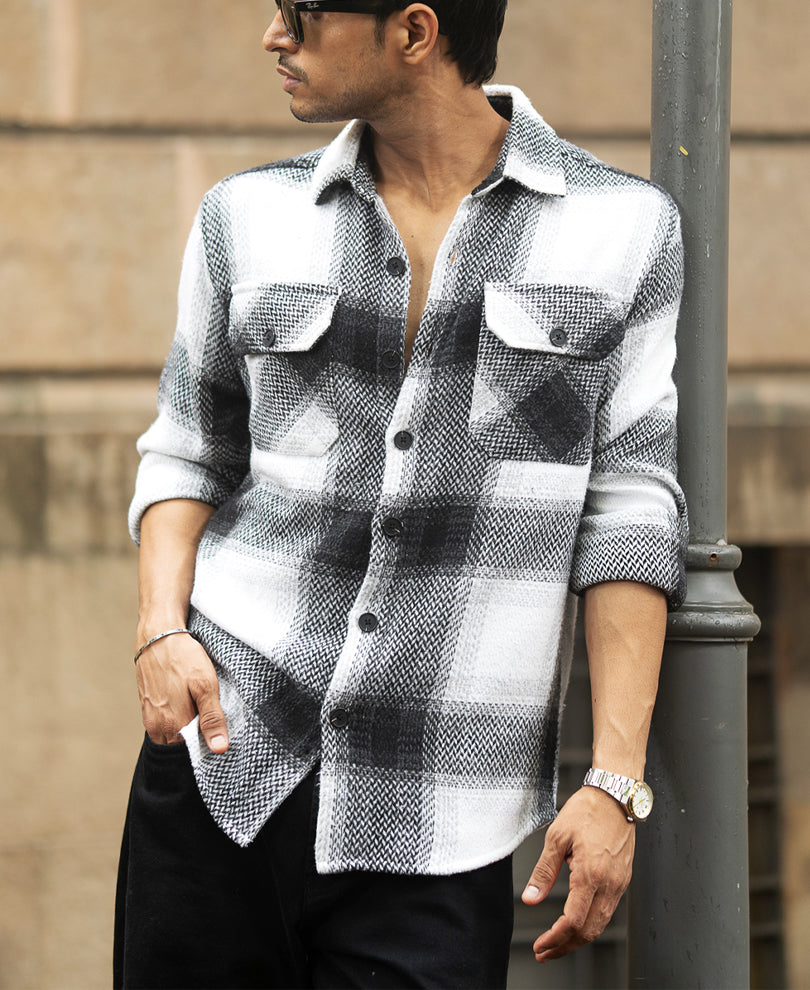 Black And White Checks Overshirt