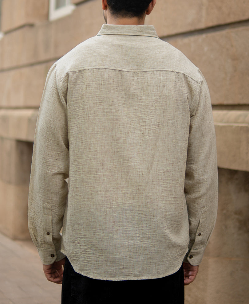 Beige Slub Textured Shirt