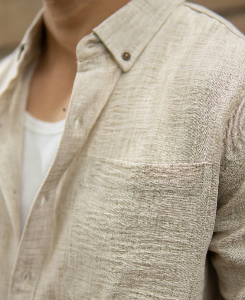 Beige Slub Textured Shirt
