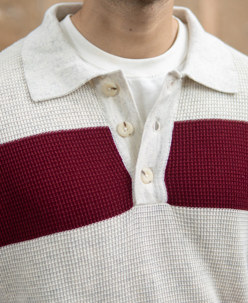 Wine Structured Stripe T-Shirt
