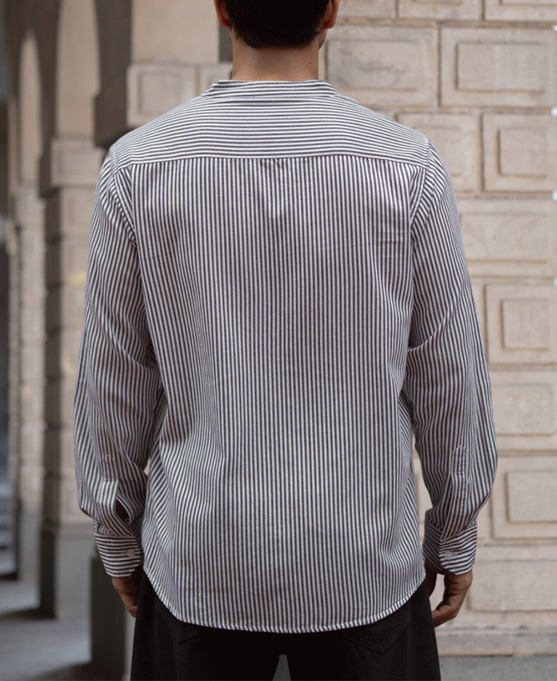 Black and White Stripes Full Sleeves Shirt