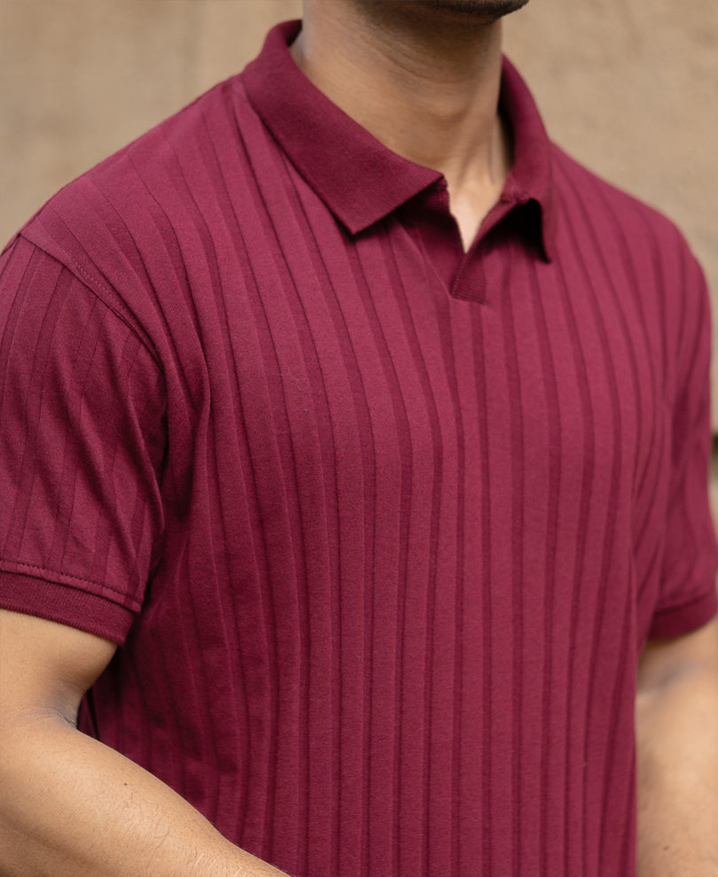Wine Self Stripe T-Shirt