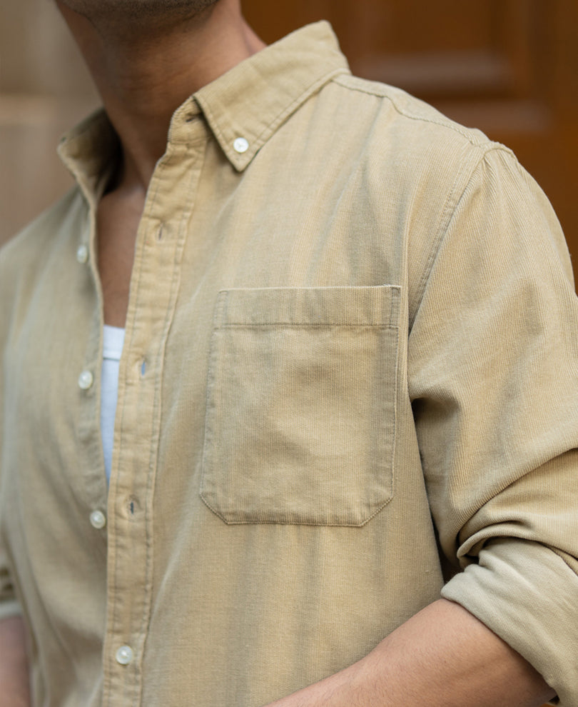 Beige Corduroy Buttondown Shirt