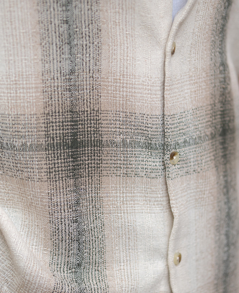Beige Structured Checked Shirt