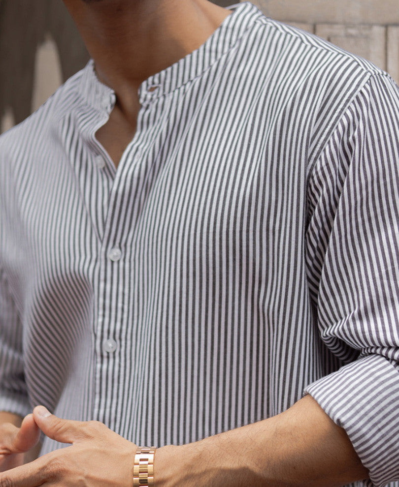 Black and White Stripes Full Sleeves Shirt