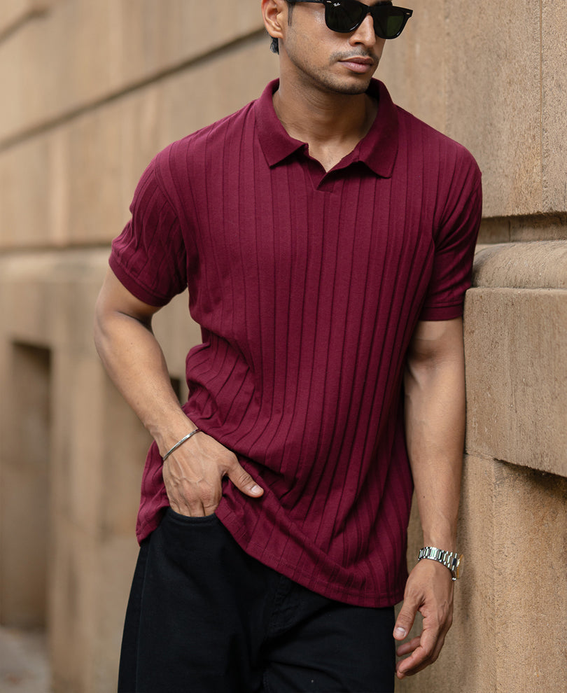 Wine Self Stripe T-Shirt