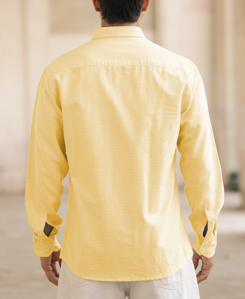 Yellow Microchecks Oxford Shirt