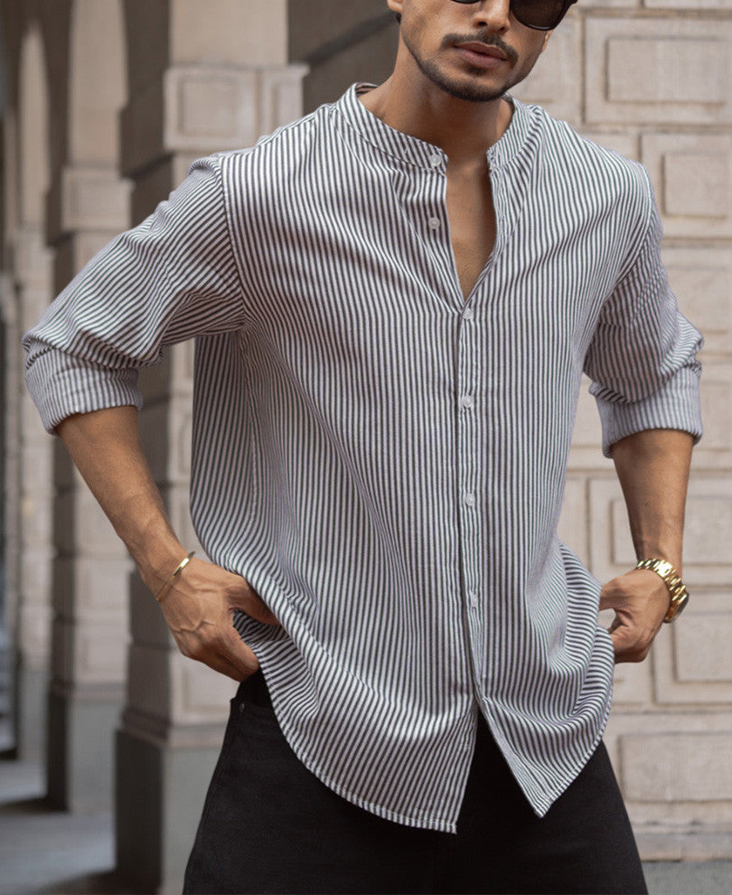 Black and White Stripes Full Sleeves Shirt