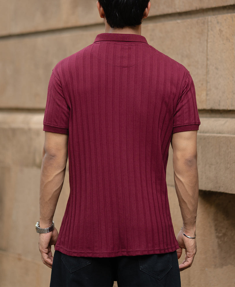 Wine Self Stripe T-Shirt