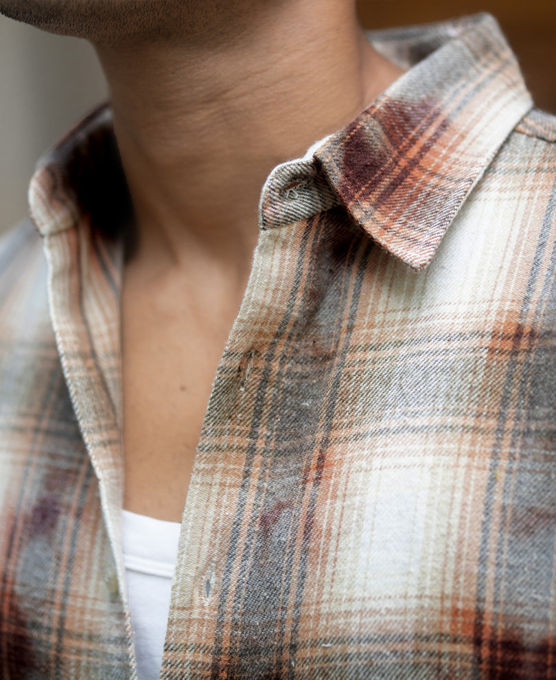 Beige Washed Checks Shirt
