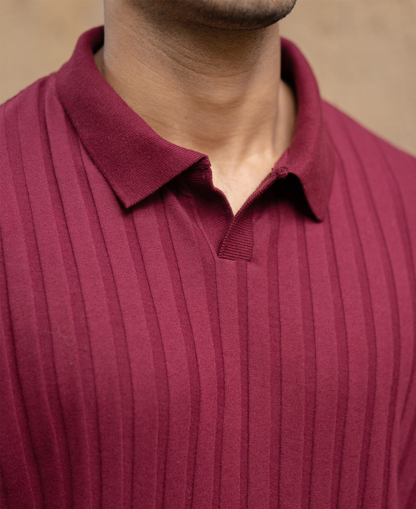 Wine Self Stripe T-Shirt