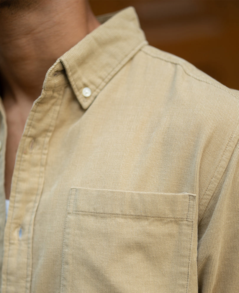 Beige Corduroy Buttondown Shirt