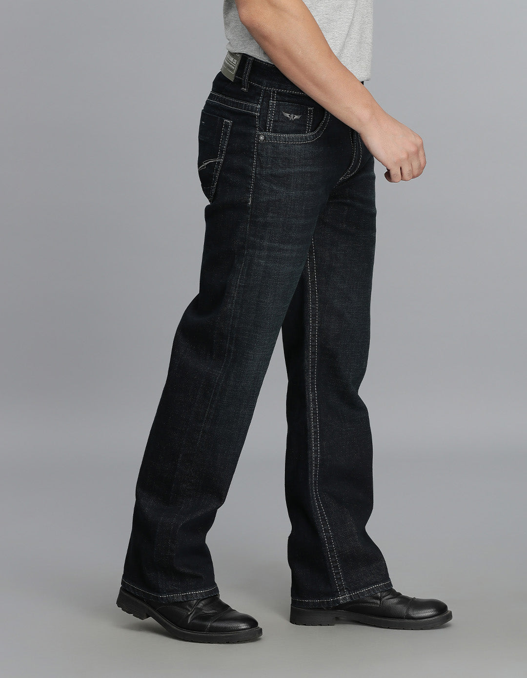 Dk Blue 5 Pocket Midrise Loose Fit Jeans