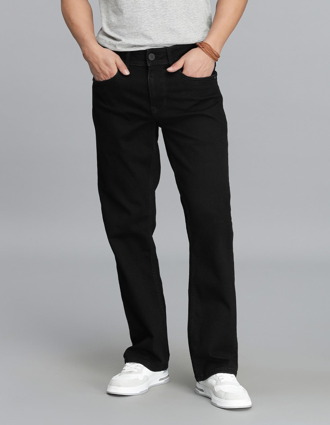 Black 5 Pocket Mid Rise Loose Boot Leg Cropped Jeans