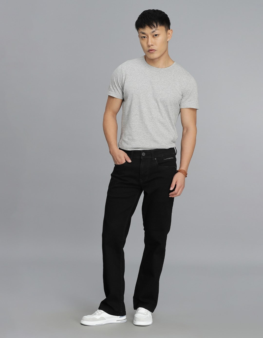 Black 5 Pocket Mid Rise Loose Boot Leg Cropped Jeans